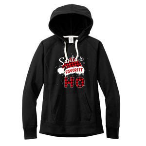 Funny Santa's Favorite Ho Christmas Plaid Buffalo Pajama Cool Gift Women's Fleece Hoodie