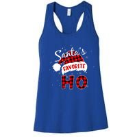 Funny Santa's Favorite Ho Christmas Plaid Buffalo Pajama Cool Gift Women's Racerback Tank