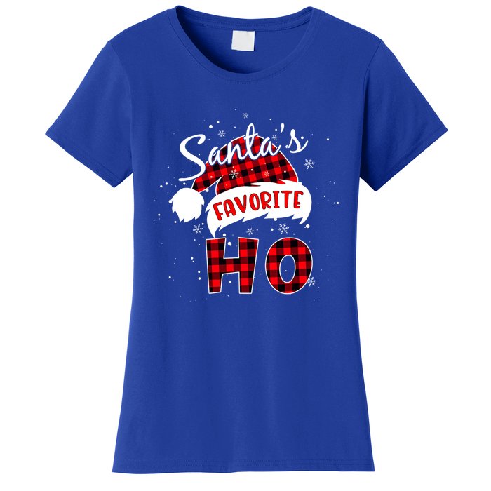 Funny Santa's Favorite Ho Christmas Plaid Buffalo Pajama Cool Gift Women's T-Shirt