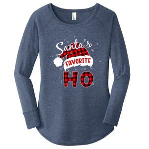 Funny Santa's Favorite Ho Christmas Plaid Buffalo Pajama Cool Gift Women's Perfect Tri Tunic Long Sleeve Shirt