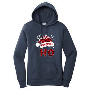 Funny Santa's Favorite Ho Christmas Plaid Buffalo Pajama Cool Gift Women's Pullover Hoodie