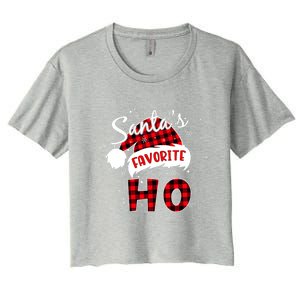 Funny Santa's Favorite Ho Christmas Plaid Buffalo Pajama Cool Gift Women's Crop Top Tee