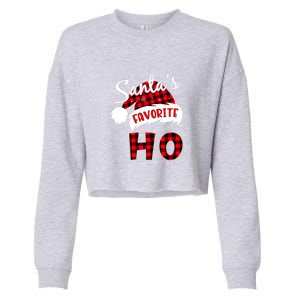 Funny Santa's Favorite Ho Christmas Plaid Buffalo Pajama Cool Gift Cropped Pullover Crew