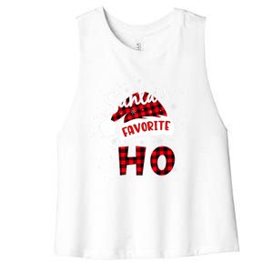 Funny Santa's Favorite Ho Christmas Plaid Buffalo Pajama Cool Gift Women's Racerback Cropped Tank