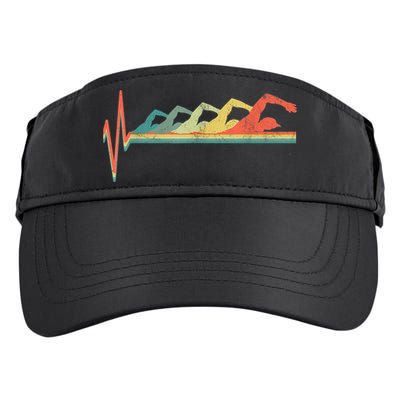 Funny Swimming Gift Swimmer Heartbeat Retro Gift Adult Drive Performance Visor
