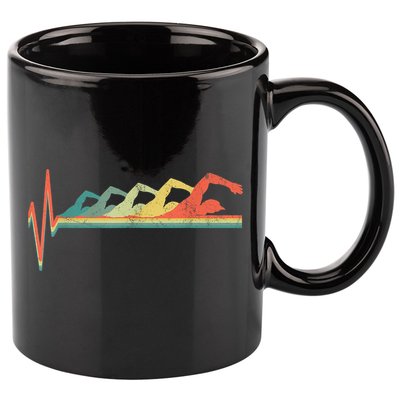 Funny Swimming Gift Swimmer Heartbeat Retro Gift 11oz C Handle Ceramic Mug