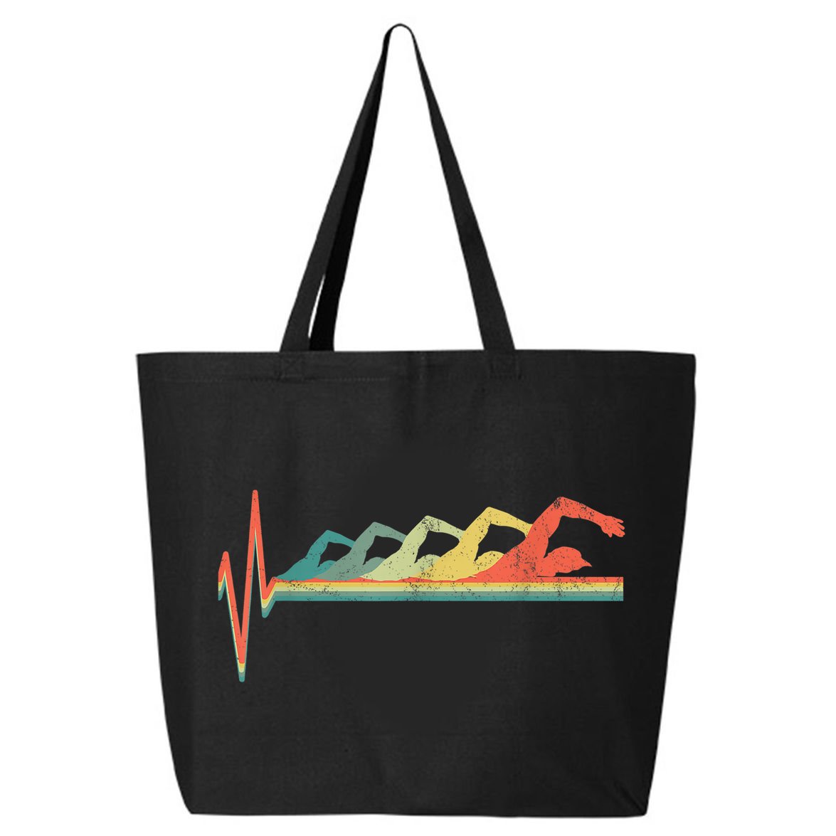 Funny Swimming Gift Swimmer Heartbeat Retro Gift 25L Jumbo Tote