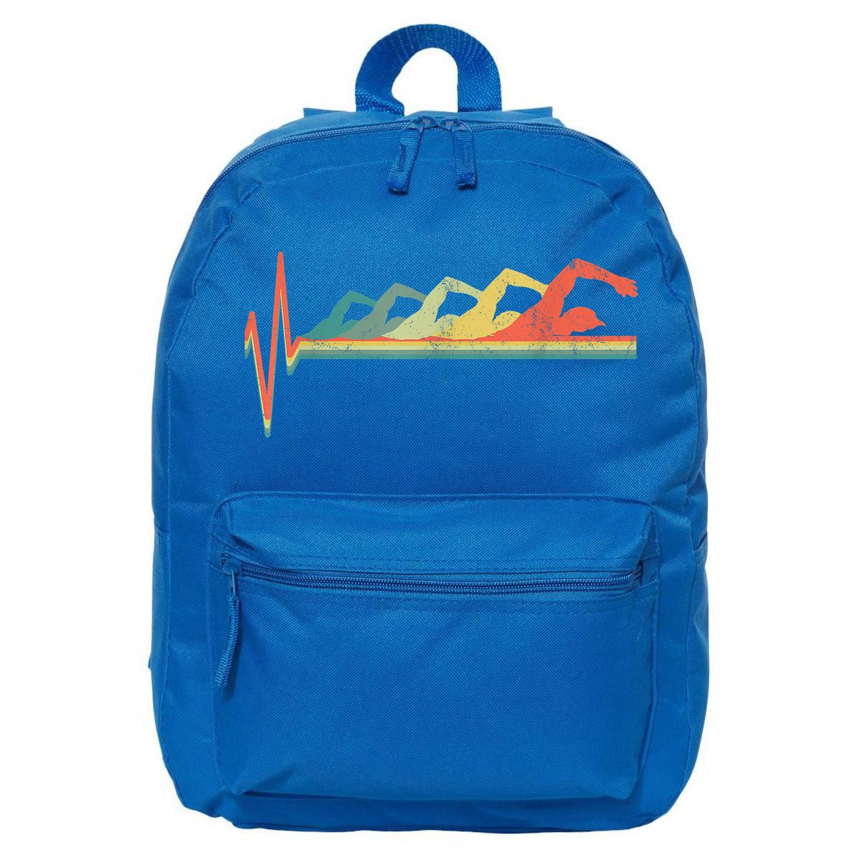 Funny Swimming Gift Swimmer Heartbeat Retro Gift 16 in Basic Backpack