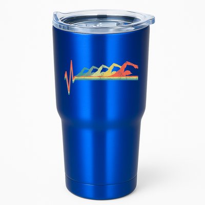 Funny Swimming Gift Swimmer Heartbeat Retro Gift Tumbler