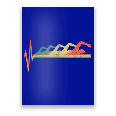 Funny Swimming Gift Swimmer Heartbeat Retro Gift Poster