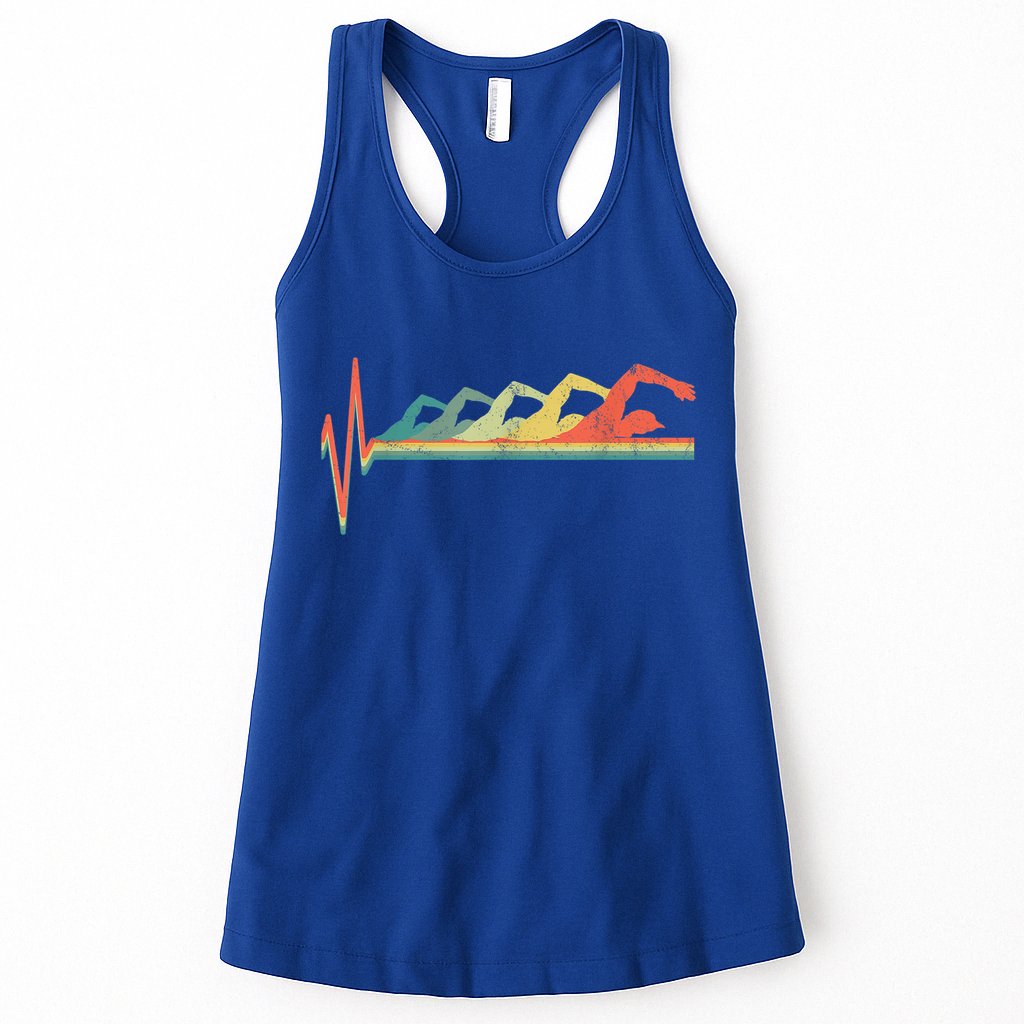 Funny Swimming Gift Swimmer Heartbeat Retro Gift Womens Tank Top