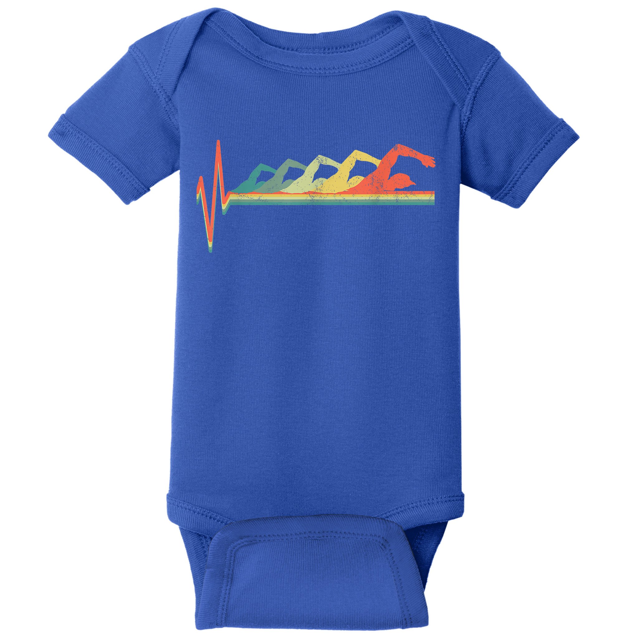 Funny Swimming Gift Swimmer Heartbeat Retro Gift Baby Bodysuit