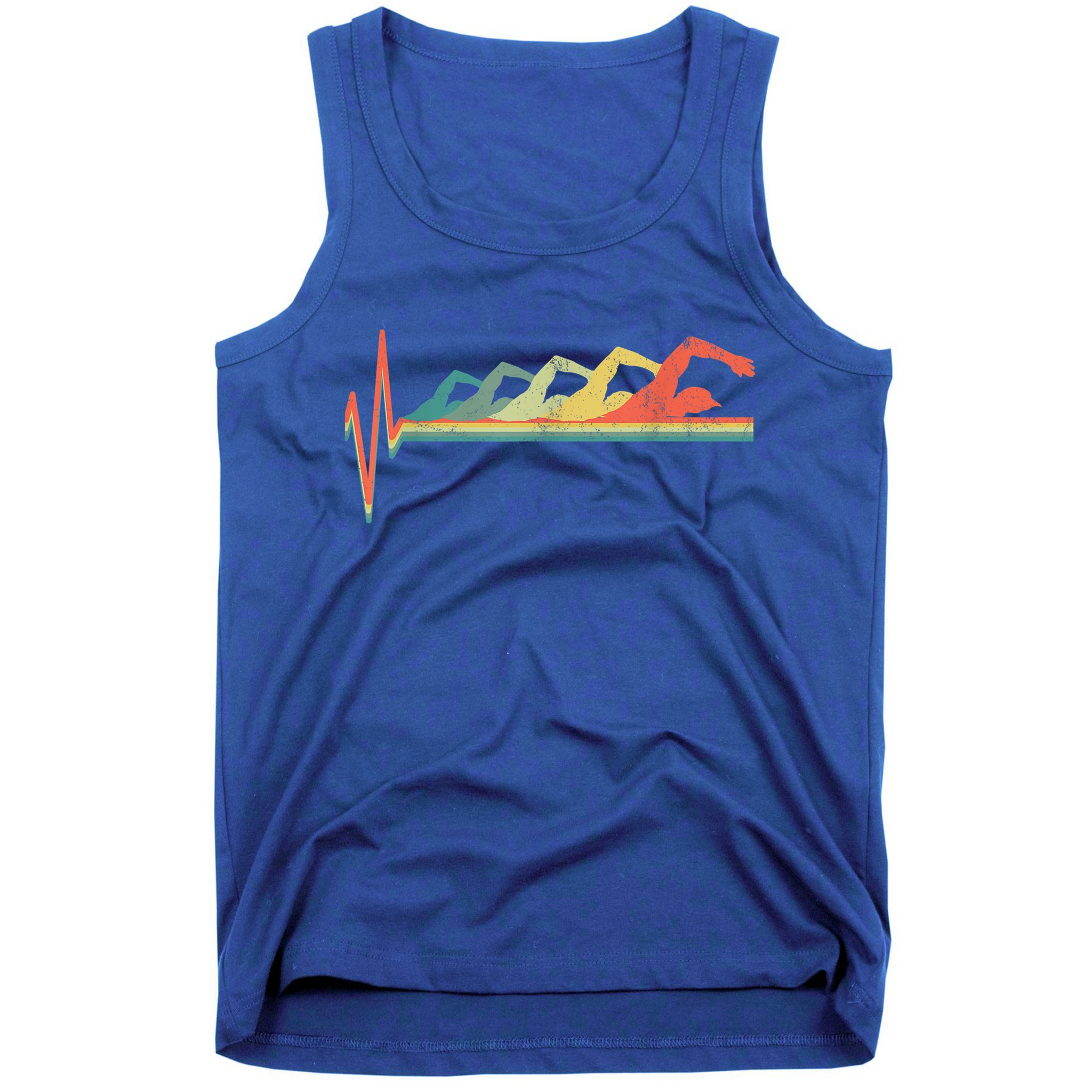 Funny Swimming Gift Swimmer Heartbeat Retro Gift Tank Top