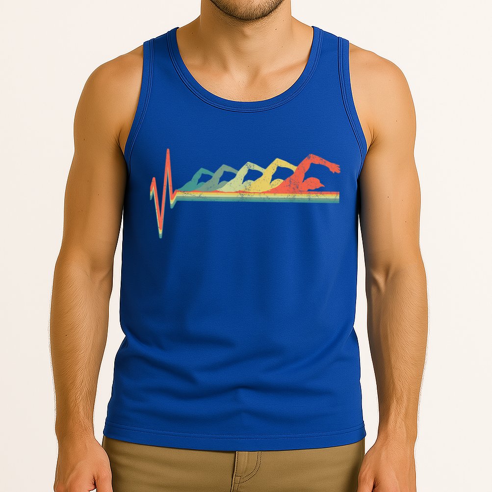 Funny Swimming Gift Swimmer Heartbeat Retro Gift Tank Top