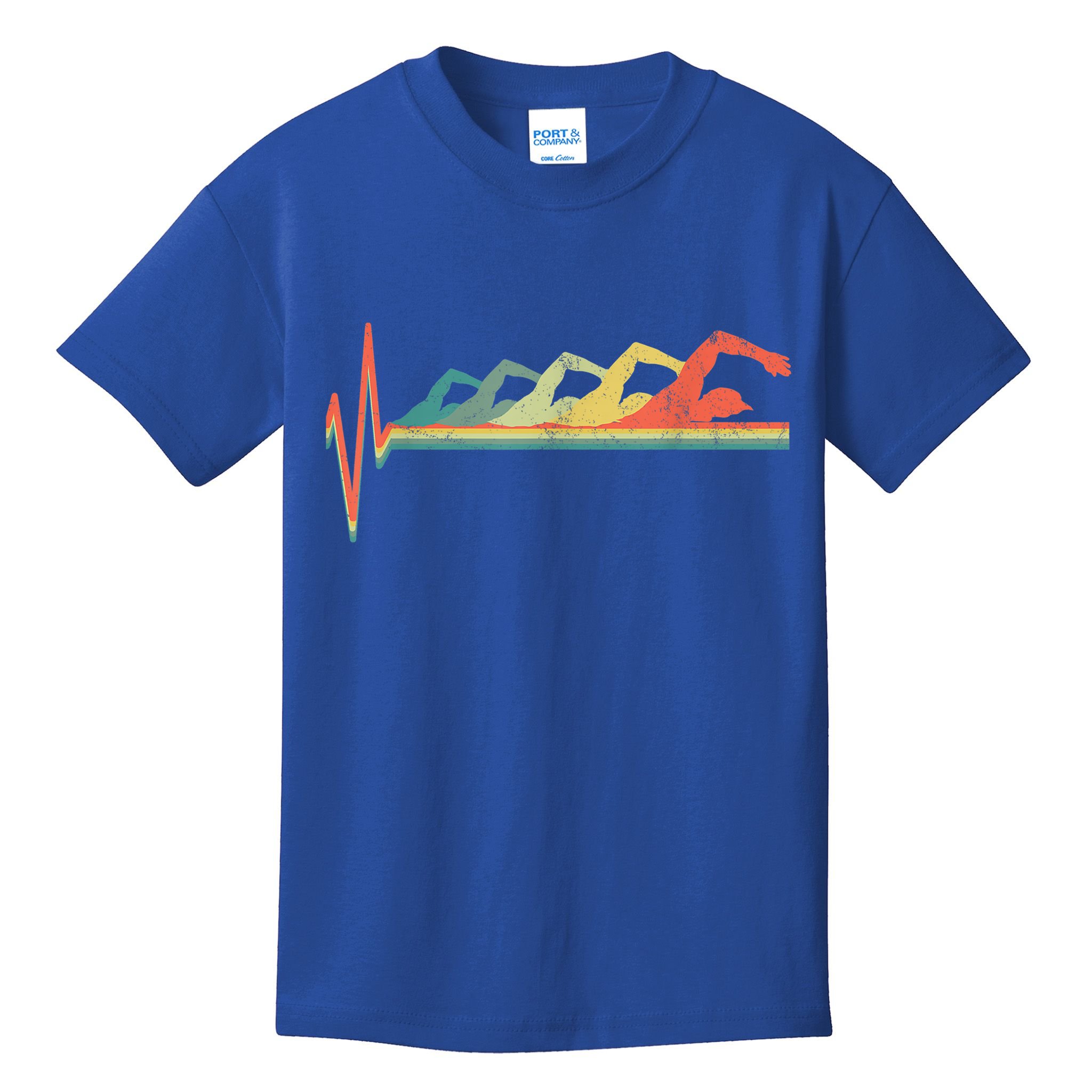 Funny Swimming Gift Swimmer Heartbeat Retro Gift Kids T-Shirt