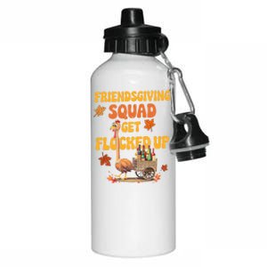 Friendsgiving Squad Get Flocked Up Turkey Friends Giving Long Sleeve Aluminum Water Bottle