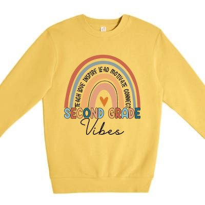 Funny Second Grade Teacher Rainbow Team 2Nd Grade Vibes Great Gift Premium Crewneck Sweatshirt