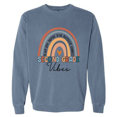 Funny Second Grade Teacher Rainbow Team 2Nd Grade Vibes Great Gift Garment-Dyed Sweatshirt