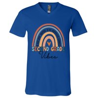 Funny Second Grade Teacher Rainbow Team 2Nd Grade Vibes Great Gift V-Neck T-Shirt