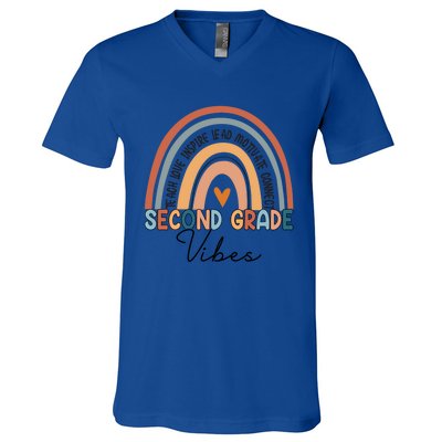 Funny Second Grade Teacher Rainbow Team 2Nd Grade Vibes Great Gift V-Neck T-Shirt