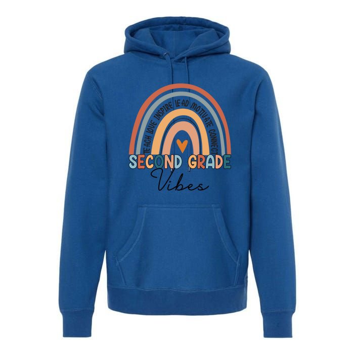 Funny Second Grade Teacher Rainbow Team 2Nd Grade Vibes Great Gift Premium Hoodie