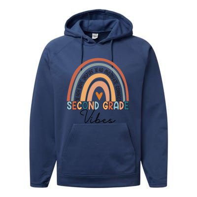 Funny Second Grade Teacher Rainbow Team 2Nd Grade Vibes Great Gift Performance Fleece Hoodie