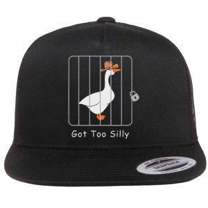 Funny Silly Goose Lover Mugshot Meme Got Too Silly Flat Bill Trucker Hat