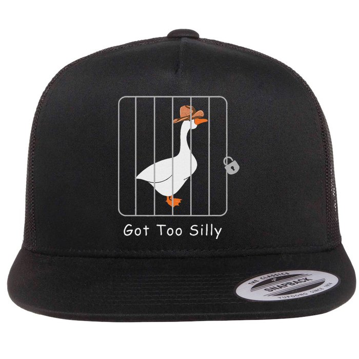 Funny Silly Goose Lover Mugshot Meme Got Too Silly Flat Bill Trucker Hat