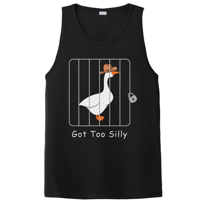 Funny Silly Goose Lover Mugshot Meme Got Too Silly PosiCharge Competitor Tank