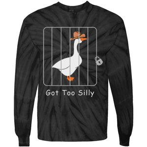 Funny Silly Goose Lover Mugshot Meme Got Too Silly Tie-Dye Long Sleeve Shirt