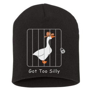 Funny Silly Goose Lover Mugshot Meme Got Too Silly Short Acrylic Beanie