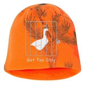 Funny Silly Goose Lover Mugshot Meme Got Too Silly Kati - Camo Knit Beanie