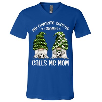 Funny Soccer Gnome My Favorite Soccer Gnomie Calls Me Mom Cute Gift V-Neck T-Shirt