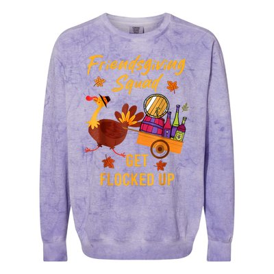 Friendsgiving Squad Get Flocked Up Thanksgiving Colorblast Crewneck Sweatshirt