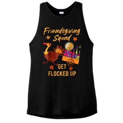 Friendsgiving Squad Get Flocked Up Thanksgiving Ladies PosiCharge Tri-Blend Wicking Tank