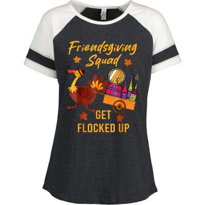 Friendsgiving Squad Get Flocked Up Thanksgiving Enza Ladies Jersey Colorblock Tee