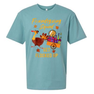 Friendsgiving Squad Get Flocked Up Thanksgiving Sueded Cloud Jersey T-Shirt