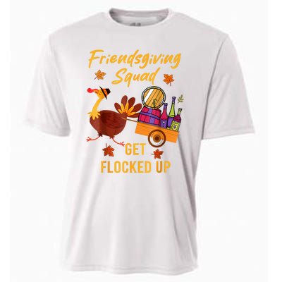 Friendsgiving Squad Get Flocked Up Thanksgiving Cooling Performance Crew T-Shirt