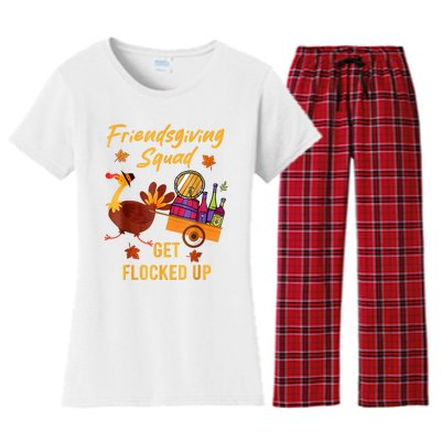 Friendsgiving Squad Get Flocked Up Thanksgiving Women's Flannel Pajama Set