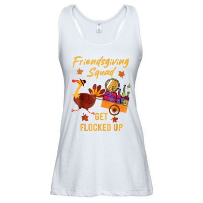 Friendsgiving Squad Get Flocked Up Thanksgiving Ladies Essential Flowy Tank