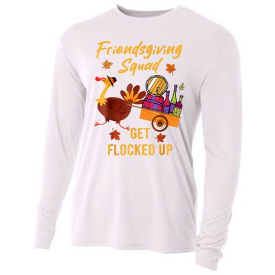 Friendsgiving Squad Get Flocked Up Thanksgiving Cooling Performance Long Sleeve Crew