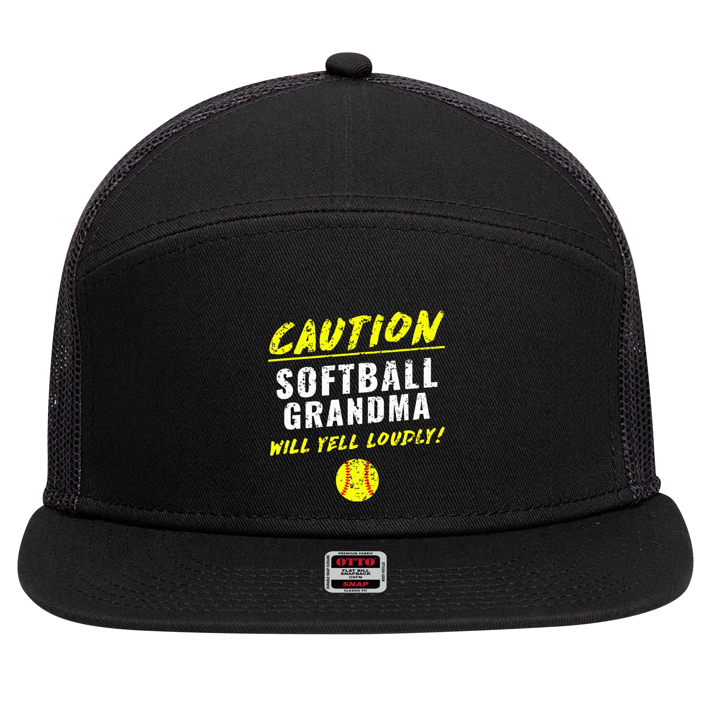 Fastpitch Softball Grandma Funny 7 Panel Mesh Trucker Snapback Hat