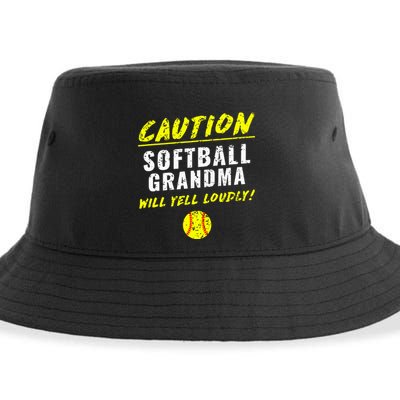 Fastpitch Softball Grandma Funny Sustainable Bucket Hat