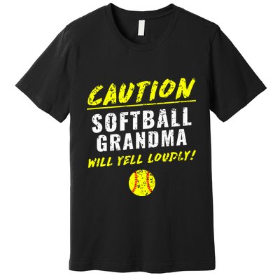 Fastpitch Softball Grandma Funny Premium T-Shirt