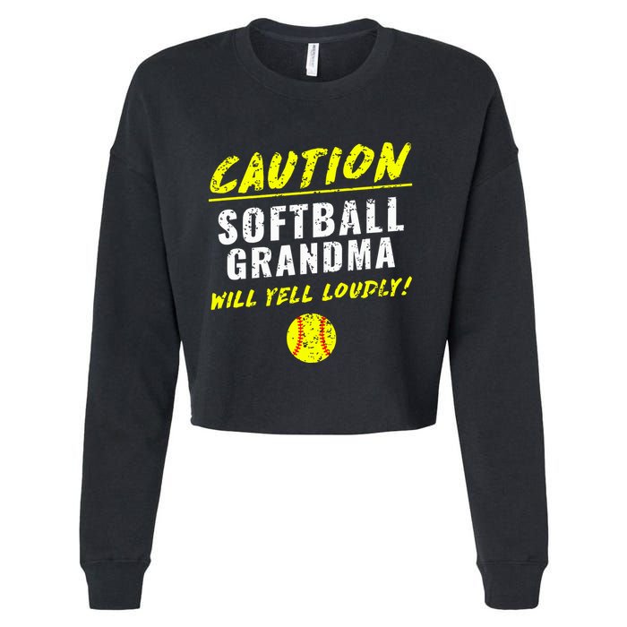 Fastpitch Softball Grandma Funny Cropped Pullover Crew