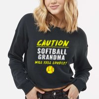 Fastpitch Softball Grandma Funny Cropped Pullover Crew