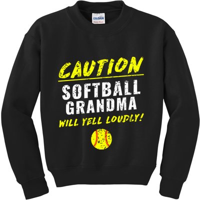 Fastpitch Softball Grandma Funny Kids Sweatshirt