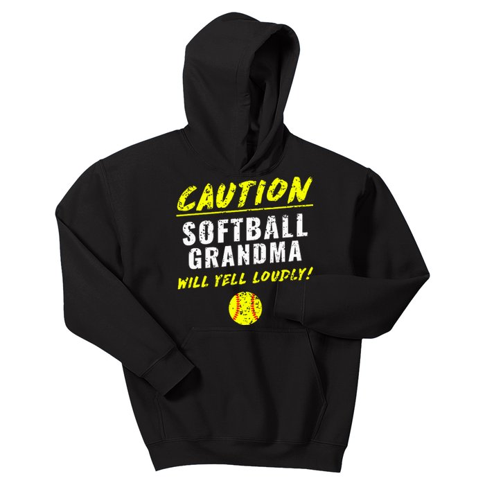 Fastpitch Softball Grandma Funny Kids Hoodie