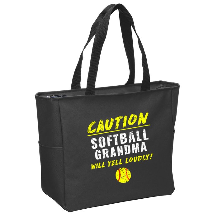Fastpitch Softball Grandma Funny Zip Tote Bag
