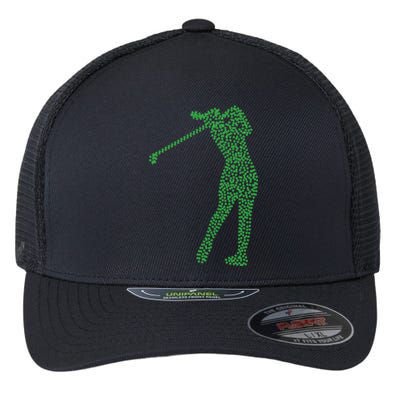 Funny Shamrock Golf St Patricks Day Golfer Gift Flexfit Unipanel Trucker Cap